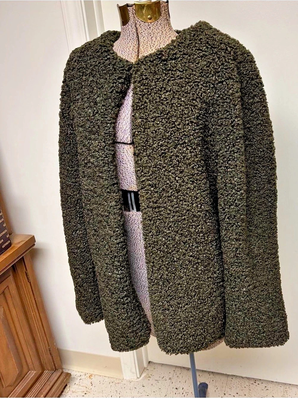 Max Studio Teddy Jacket Olive Green XL NWT